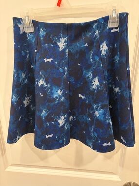 Women's Blue Printed Skater Skirt